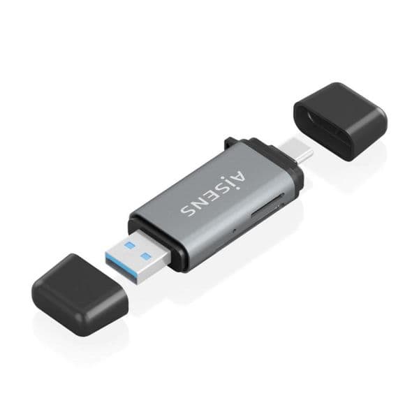 Aisens ASCR-2AC11-GR Leitor de Cartões USB-A USB-C 3.1 Gen1 / 3.2 Gen 1 Cinzento