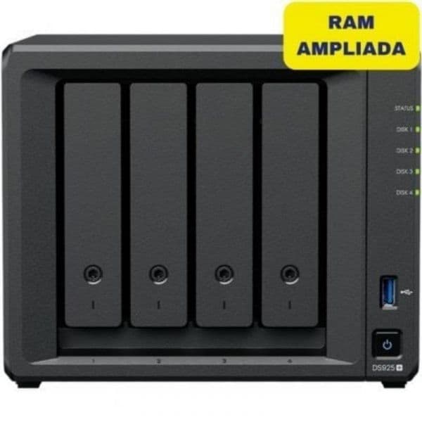 NAS Synology DS925+ 4 baias 16GB DDR4 2.5GbE Expansível com M.2 NVMe