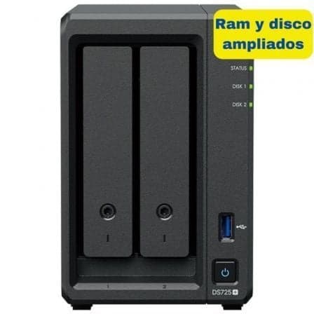 Synology DS725+ NAS com 2 Baías, 8 TB HDD, 8GB ECC DDR4, 2.5GbE e M.2 NVMe