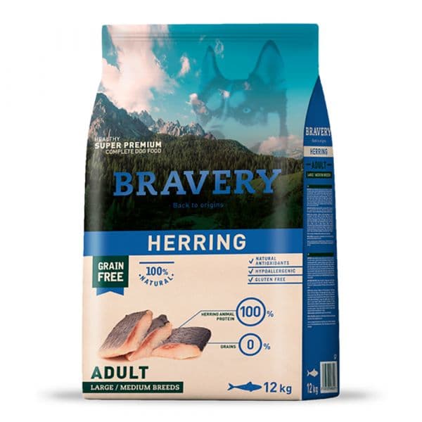 Bravery Adult Grain Free Medium-Large Herring 12Kg
