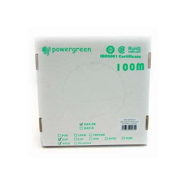 Bobina de Cabo de Rede Pepegreen CAB-05100-EX CAT5e Rígido Exterior 100M Preto