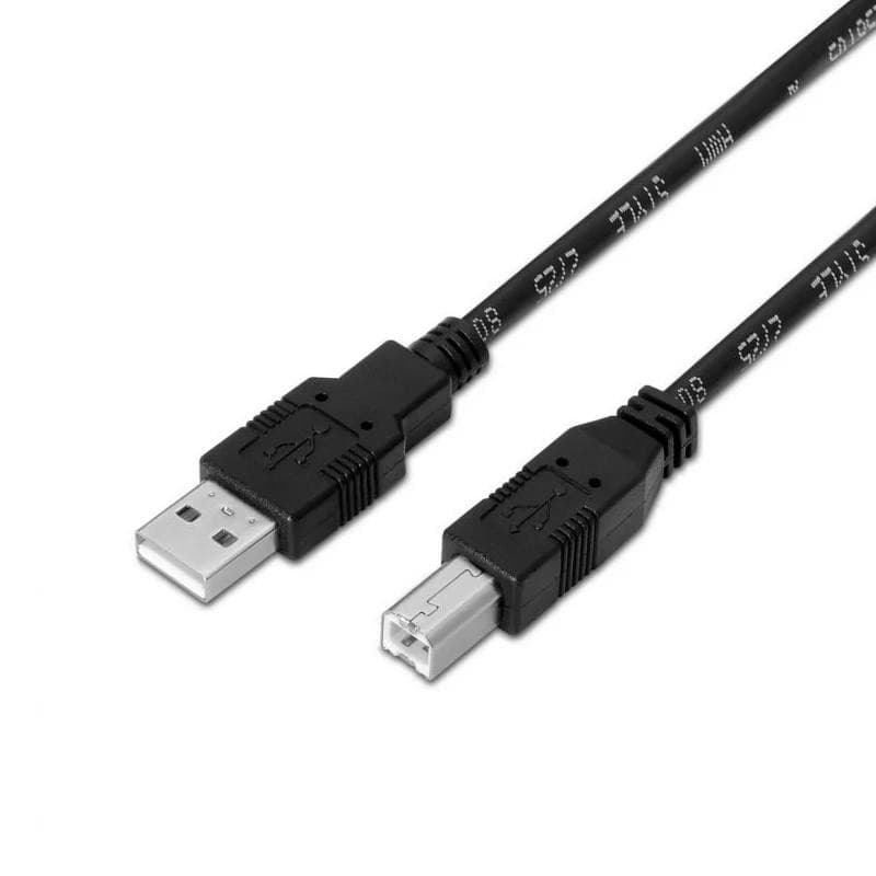 Cabo USB 2.0 AISENS A101-0006 / Tipo-B Macho / 1.8m / Preto