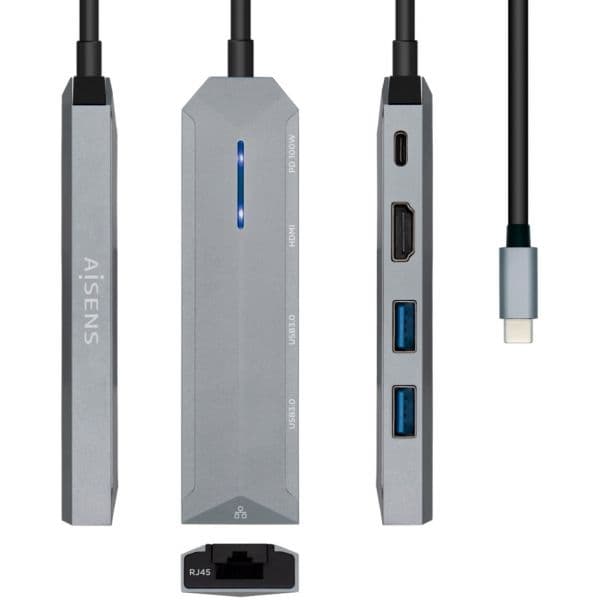 Aisens Docking Station USB-C "5-em-1" (Cinza) - ASUC-5P003-GR