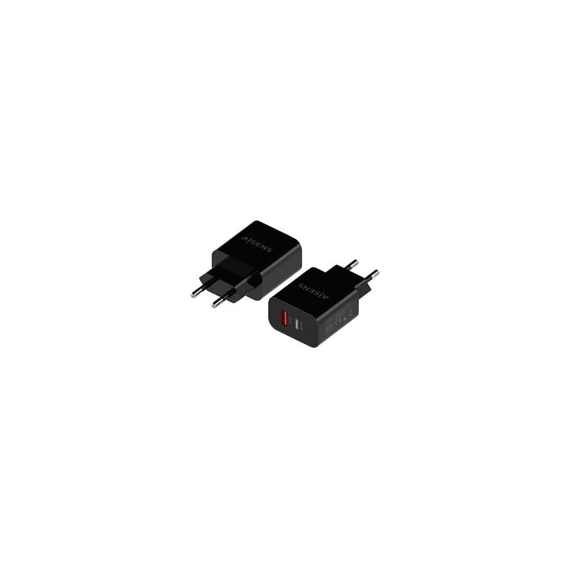 Cargador de Parede AISENS A110-0682 / 1xUSB Tipo-C / 1x USB / 20W / Preto