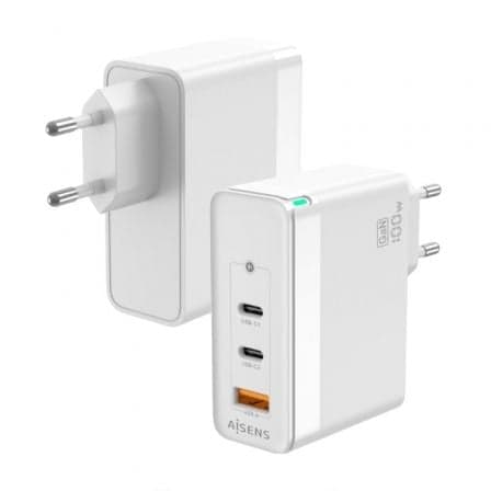 Carregador de Parede 2x USB-C + 1x USB-A 100W AISENS 100W3P008-W Branco