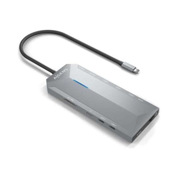 Aisens Hub dock 12 em 1 USB-C 15cm ASUC-12P005-GR - HUBASUC-12P005-GR