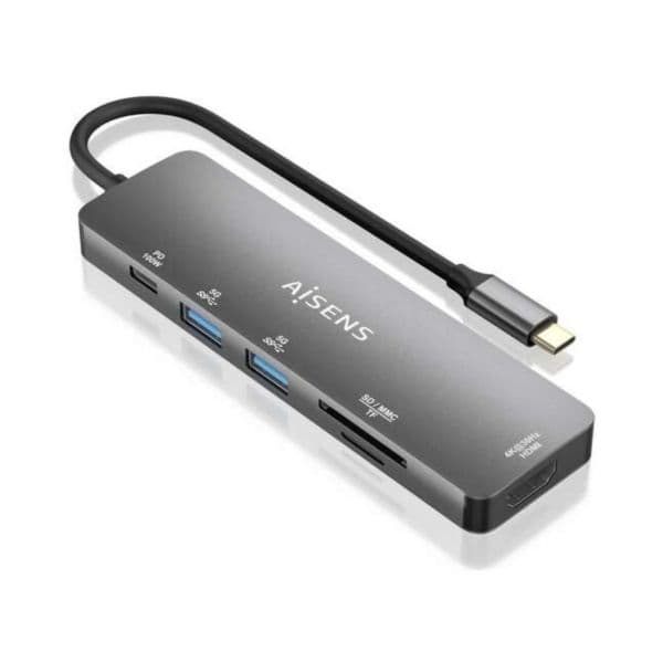 Aisens Hub USB-C Dock 6 em 1 ASUC-6P016-GR - HUBAIASUC-6P016-GR