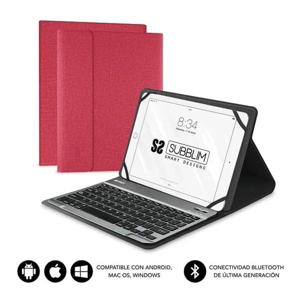CAIXA E TECLADO TABLET 10.1´´ SUBBLIM BLUETOOTH VERMELHO