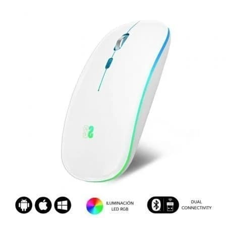 Subblim LED Dual Flat Rato Ótico Sem Fios RGB 1600DPI Branco