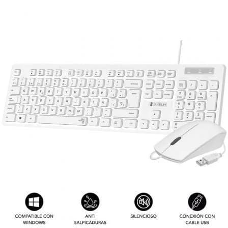 Teclado Subblim Combo Business Slim + Rato USB Silencioso Branco (Teclado Espanhol)