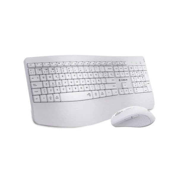 Teclado Subblim PROWAVE Dual Office + Rato Sem Fios Layout Espanhol Branco