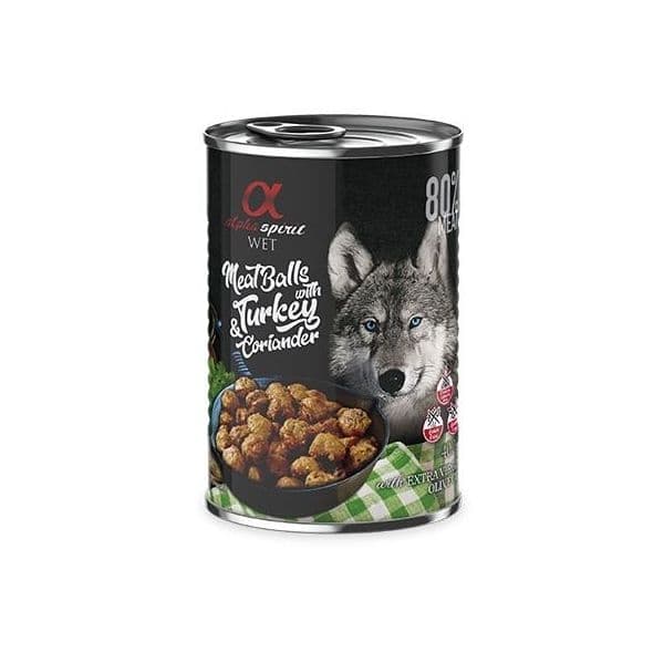 Ração Húmida Alpha Spirit Meat Balls Turkey & Coriander Wet 400g