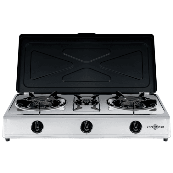 TREMPE VITROKITCHEN 360IB INOX 3 BOCAS GÁS BUTANO