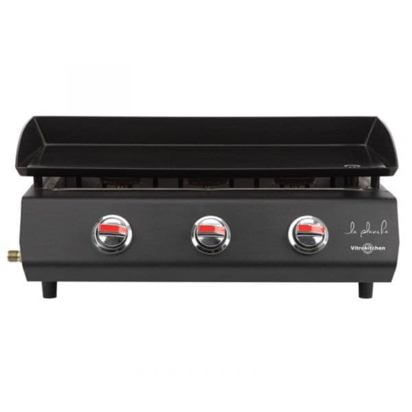 Grelhador Vitrokitchen Grelha a Gás PG330NB 3 Queimadores 7500W Aço Negro Retangular
