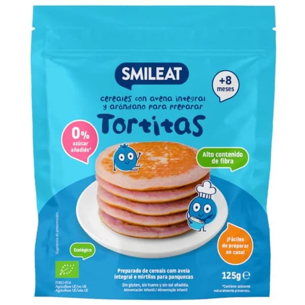 Smileat Mix de Cereais Integrais e Mirtilo para Panquecas +8m 125g