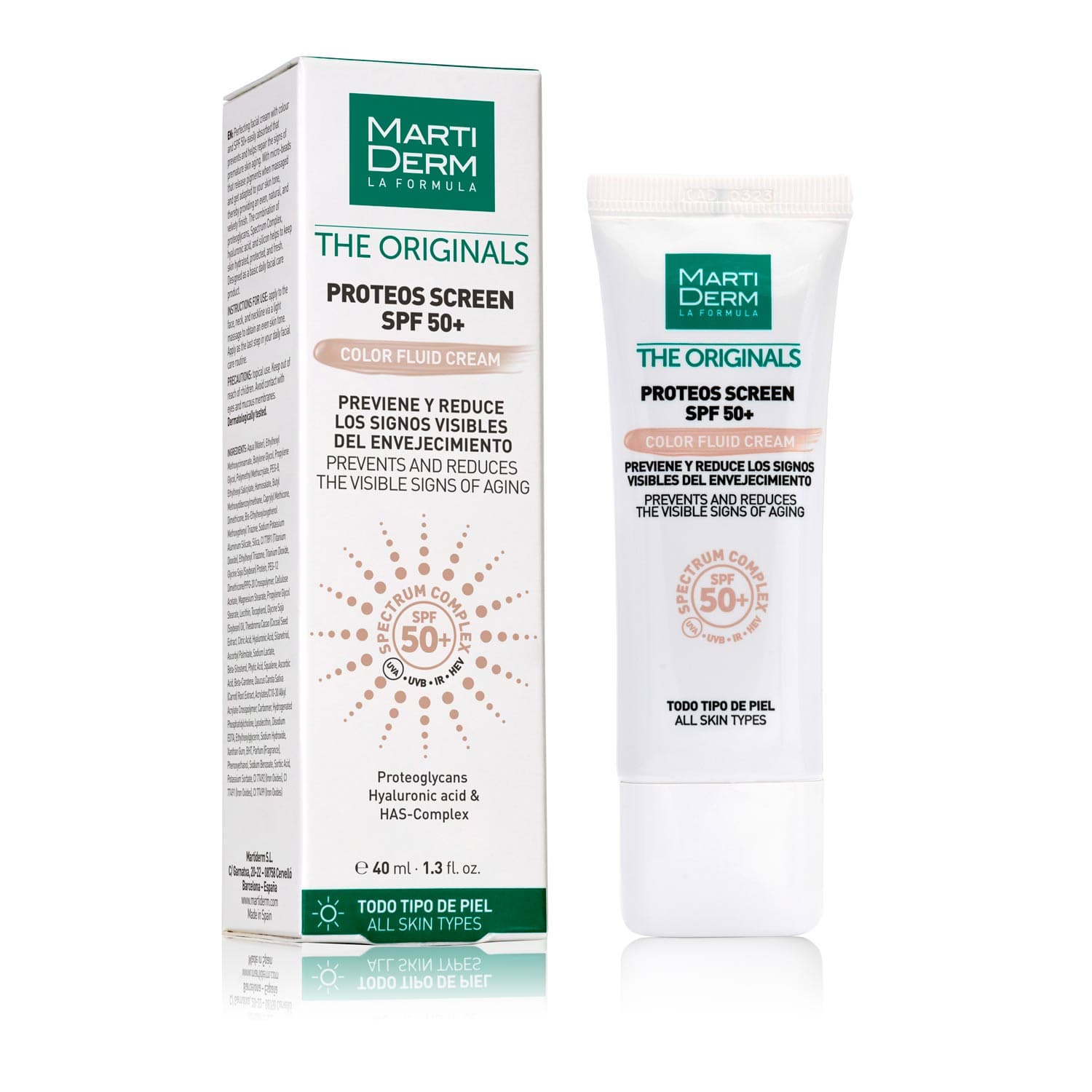Protetor Solar Martiderm The Originais Proteos Screen SPF50+ Color Fluid Cream 40ml