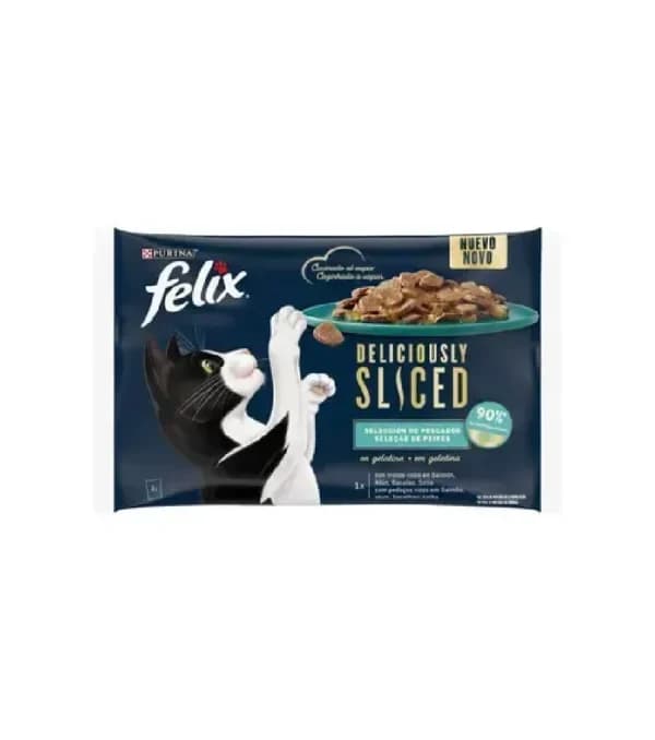 Felix Deliciously Sliced Seleção de Peixes 4x80gr Ração Húmida para Gato - Campet