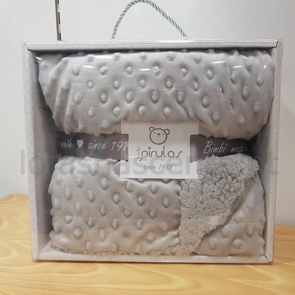 Manta Dupla Face Dots Sherpa 80x110 Pirulos Gris