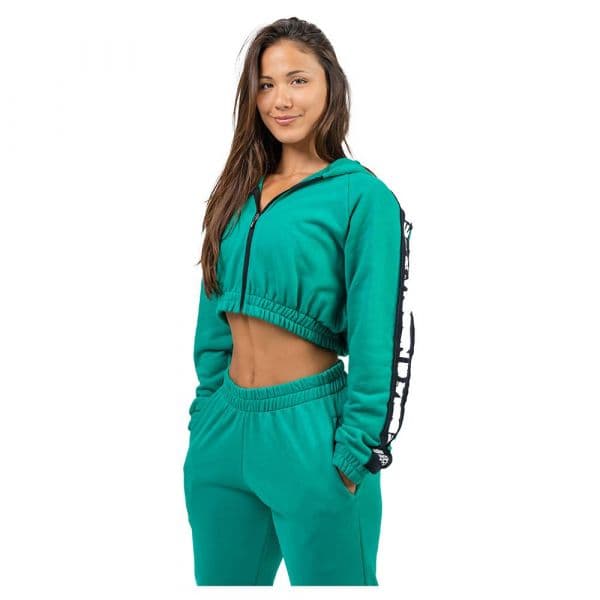 Nebbia Cropped Iconic Full Zip Sweatshirt Verde M Mulher