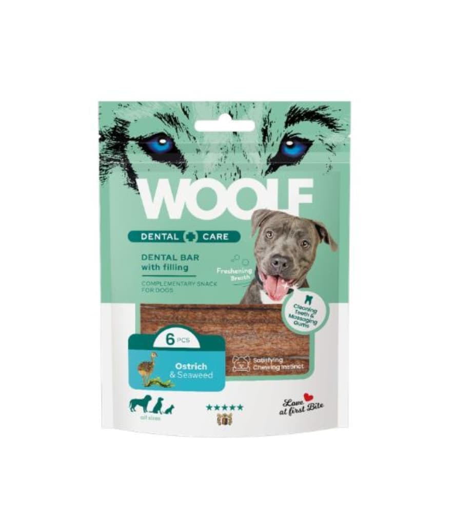 Woolf Dental Care Avestruz e Algas 108gr Snack Dentário Natural para Cão