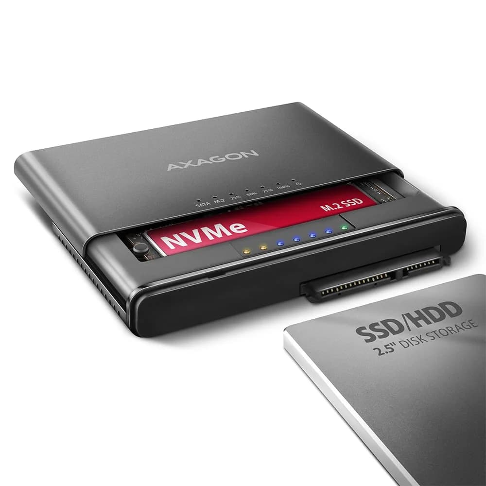AXAGON CLONE MASTER 2 USB-C 10Gbps NVMe M.2 & SATA 2.5"/3.5" SSD/HDD