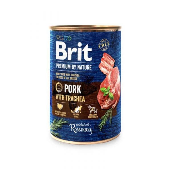 Ração Húmida Brit Blue Nature Dog Pork with Trachea 400g