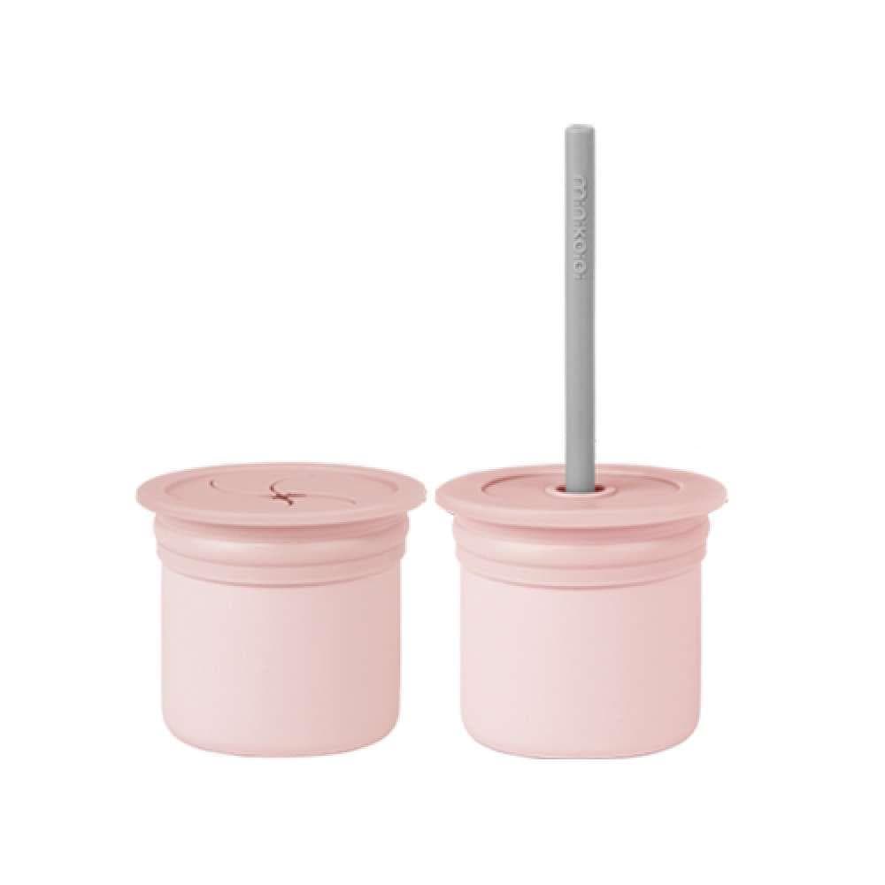 Copo Sip/Snack com Palhinha em Silicone Minikoioi Pinky Pink