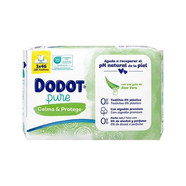 Dodot Toalhitas Pure Calma & Protege Pack 3x46 unidades