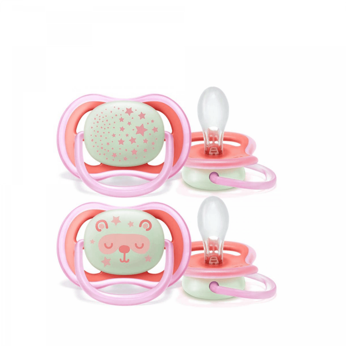 Philips Avent Pack 2 Chupetas Ultra Air 6-18M Night Time Menina