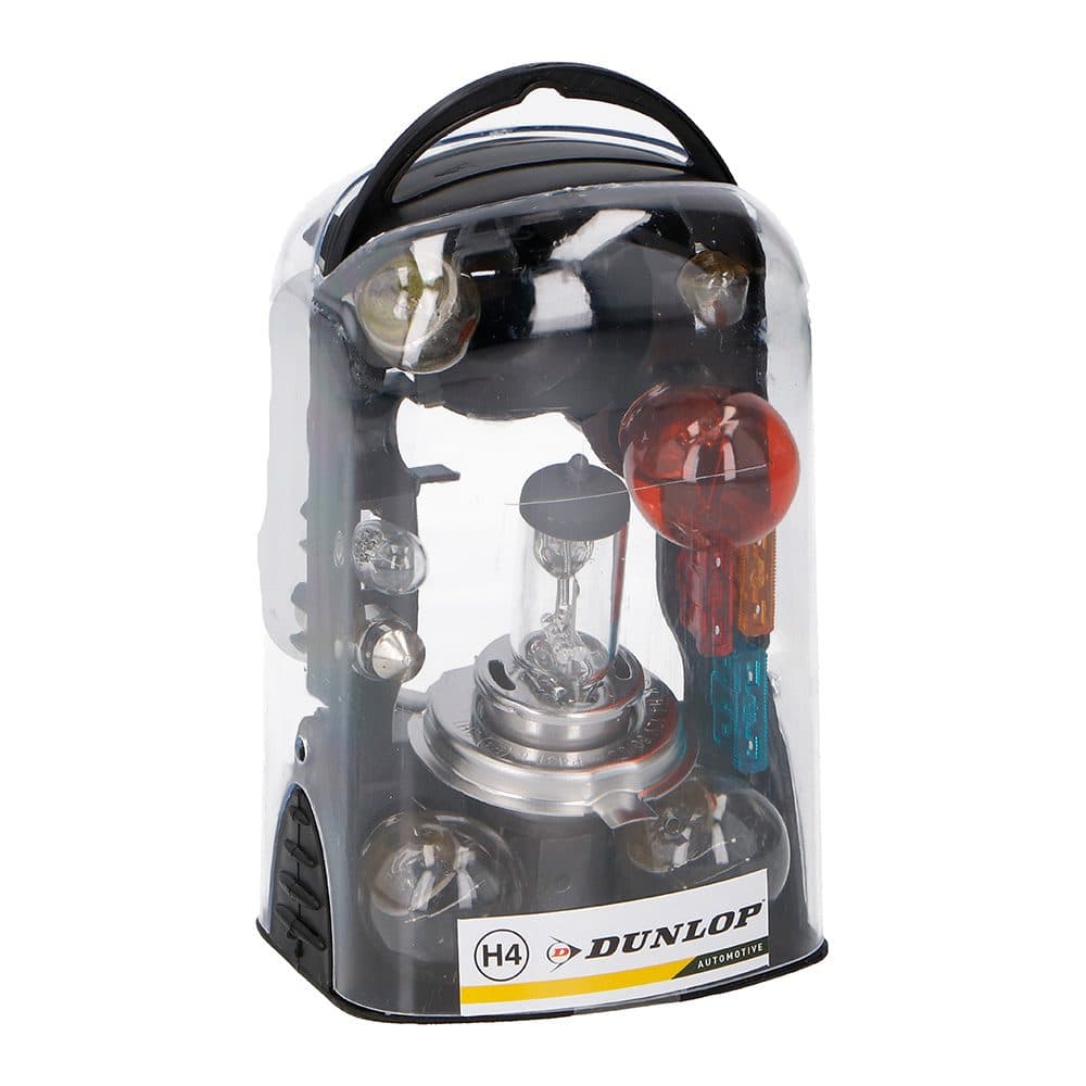 SET DE 11 LÂMPADAS H4 E FUSÍVEIS PARA CARRO DUNLOP