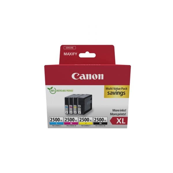 Tinteiro Canon PGI2500XL / 9254B010 Pack 4 Cores Azul, Magenta, Amarelo e Preto