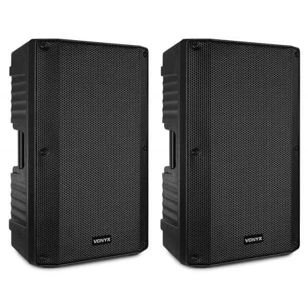 Vonyx Pack 2x Colunas Amplificada + Passiva 15" BLUETOOTH/USB 1000W (VSS150S) - 178.142