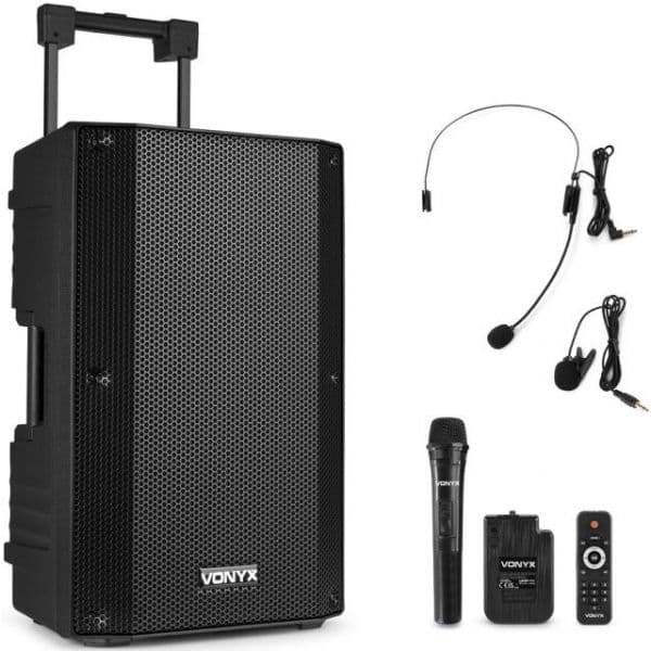 VONYX Coluna Amplificada Portátil 12" 800W MP3/USB/SD/FM/2xUHF/BLUETOOTH (VSA500-BP)