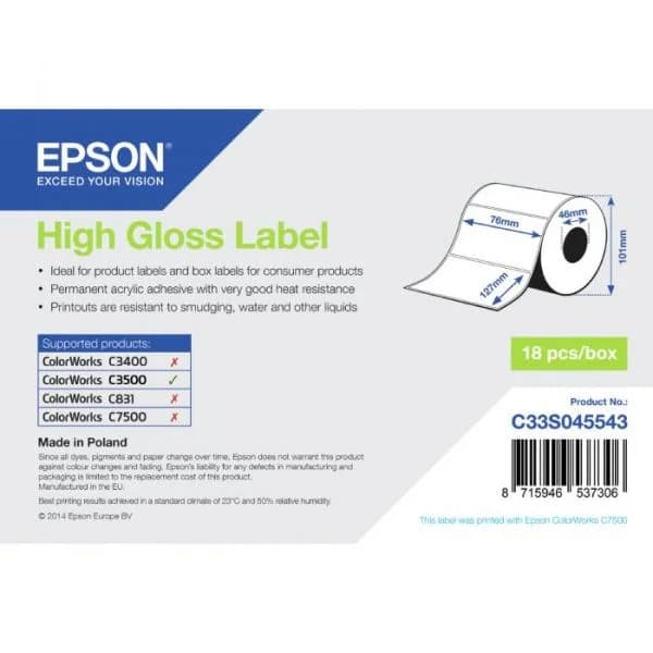 Epson Rolo De Etiqueta 76mmx127mm C3500