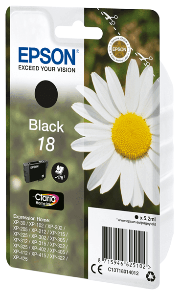 Tinteiro Epson Original Série 18 Margarida Claria Home Preto
