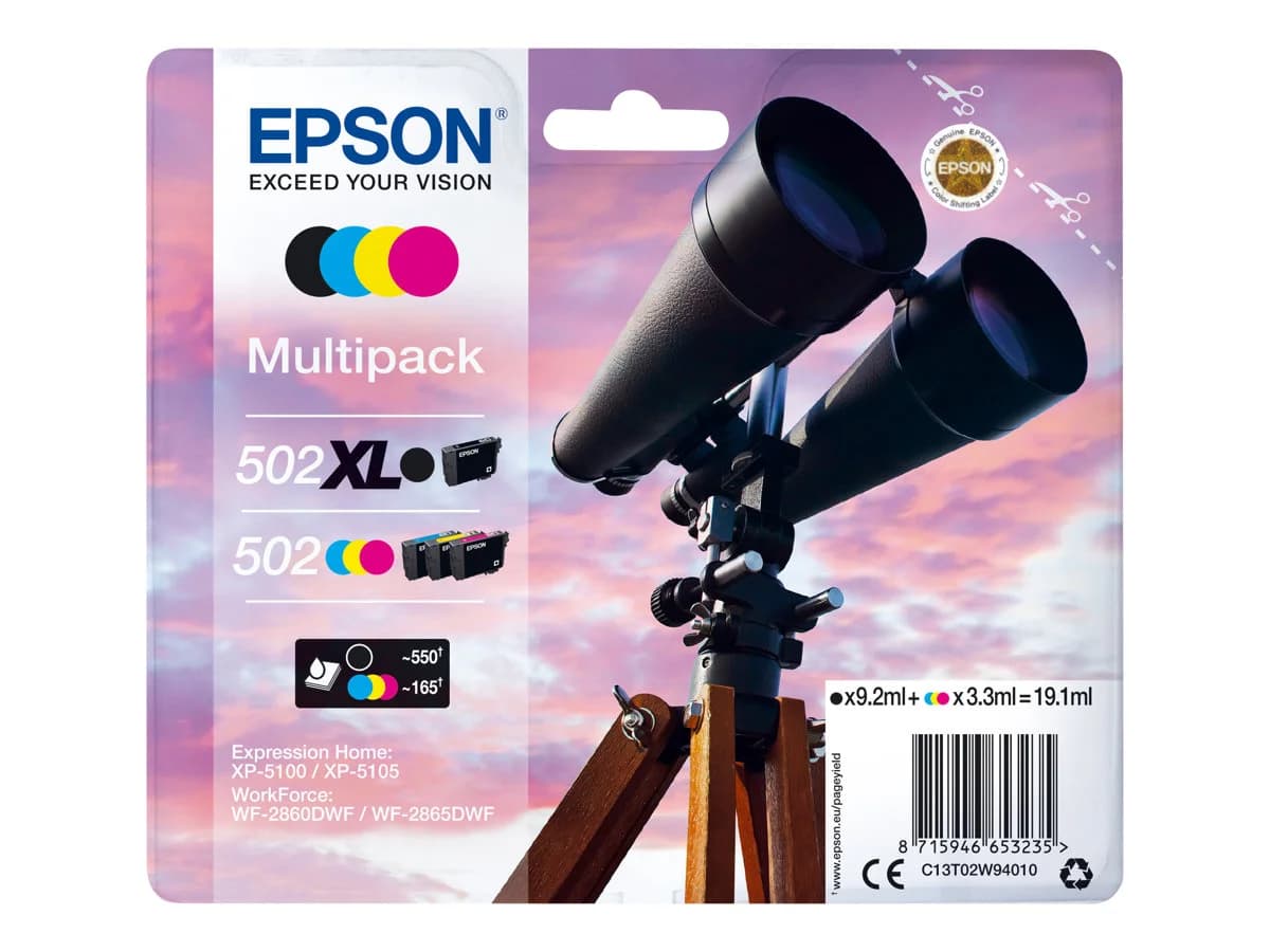 Tinteiro Epson Multipack 4 502XL Black + 502 Cores - C13T02W94020