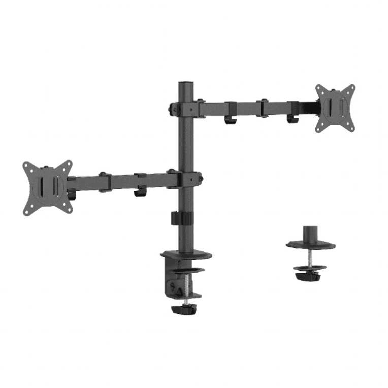 Suporte de Secretária Gembird MA-D2-03 Monitor Desk Mount Dual Arm (Rotação/Inclinação/Retração) 17" - 32" Preto