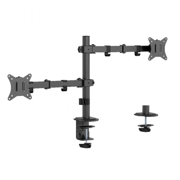 Suporte de Secretária Gembird MA-D2-03 Monitor Desk Mount Dual Arm (Rotação/Inclinação/Retração) 17" - 32" Preto