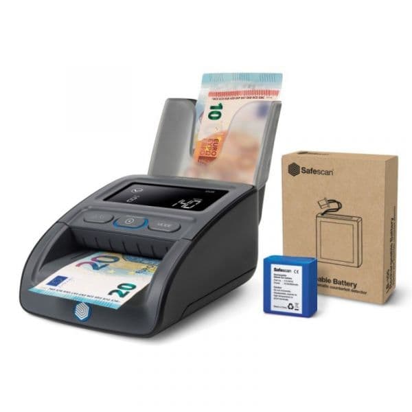 Safescan 155-S Pack Detetor de Notas Falsas com Apilador RS-100 e Bateria Recarregável LB-105, Preto (112-0732)