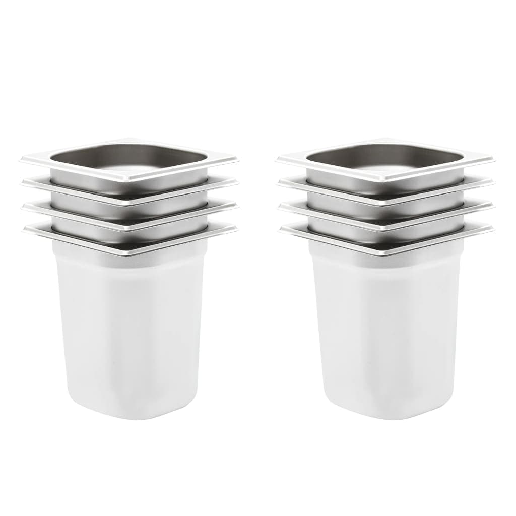 vidaXL Recipientes gastronorm 8 pcs GN 1/6 200 mm aço inoxidável
