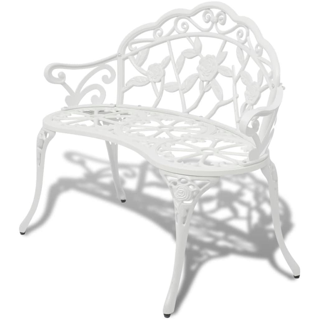 vidaXL Banco de jardim 100 cm alumínio fundido branco