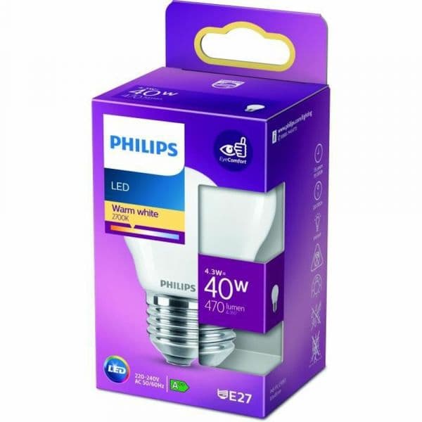 Philips 2x Lâmpada LED 40W B35 E14 Luz Blanca Cálida 2700K
