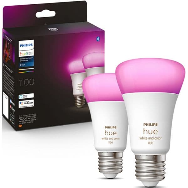 Philips Pack 2x Lâmpadas led Inteligente E27 A60 9W Rgb 1100Lm Hue - S7808908