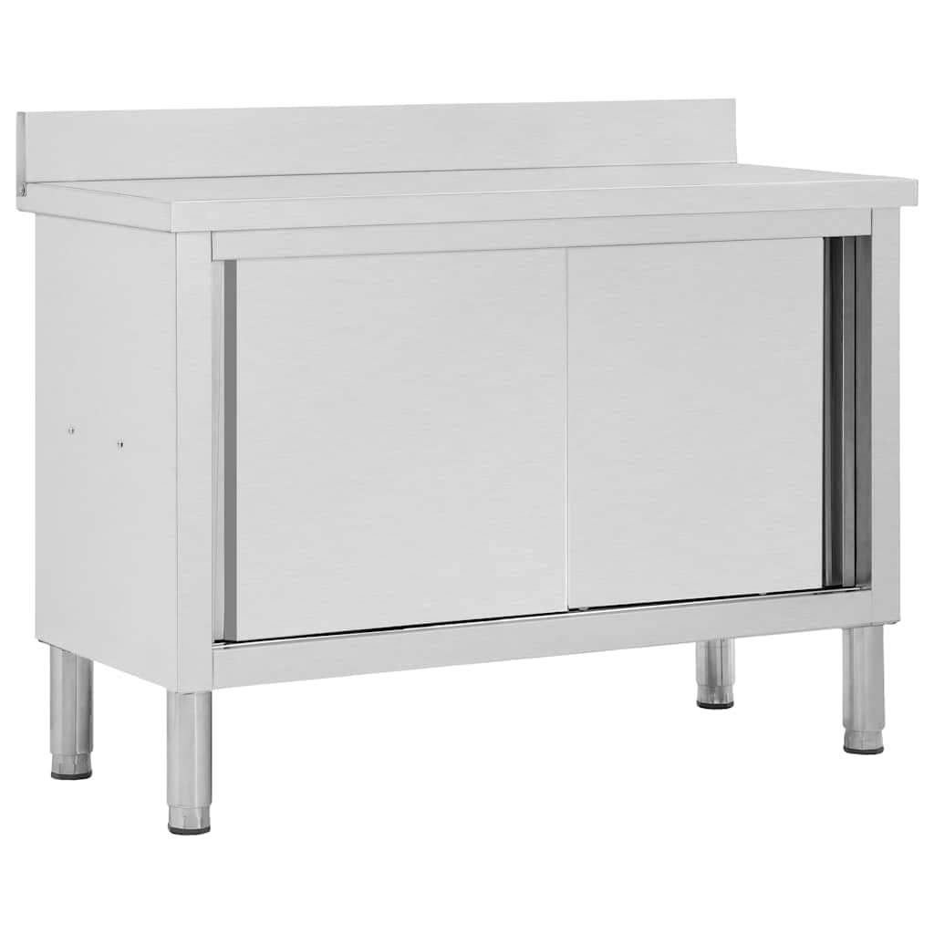 Mesa de Trabalho C/ Portas de Correr 120x50x95cm Inox - 51051