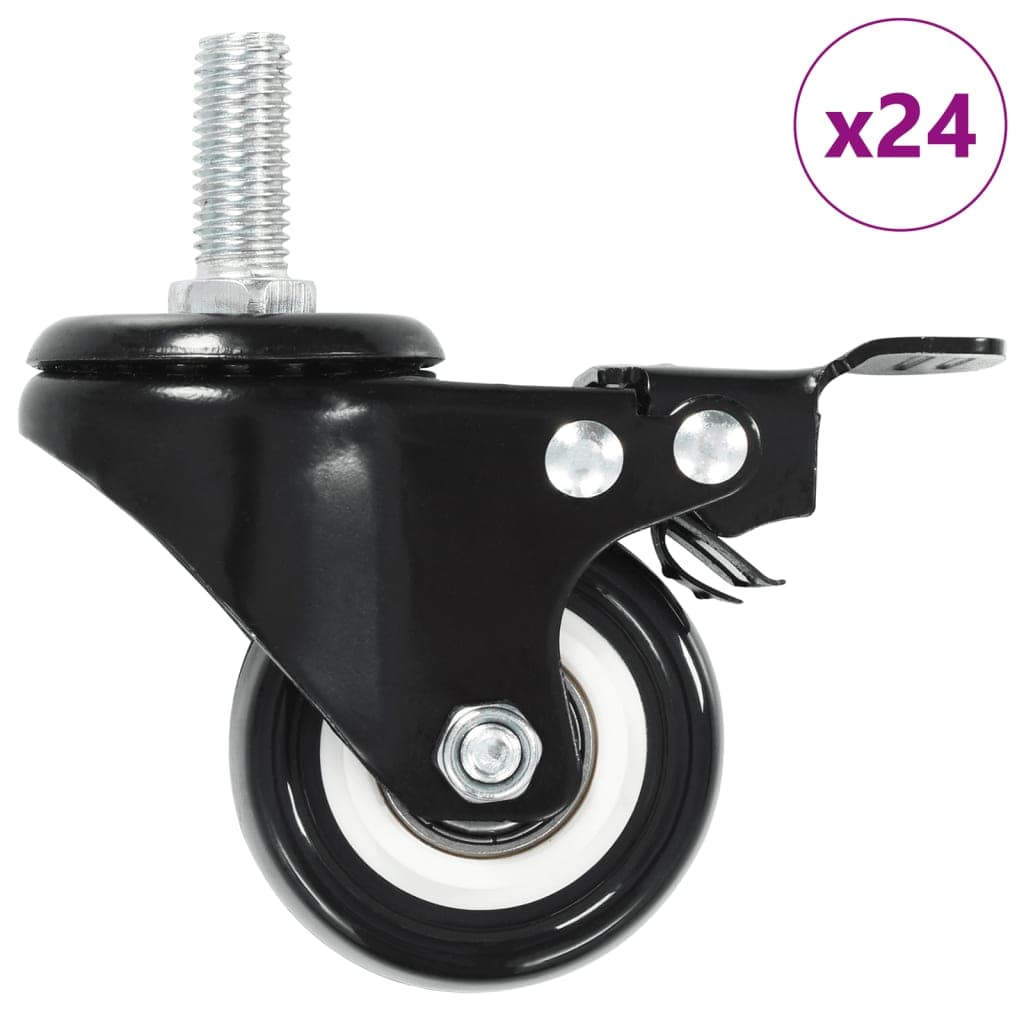 vidaXL 24 pcs rodas giratórias com travões 50 mm