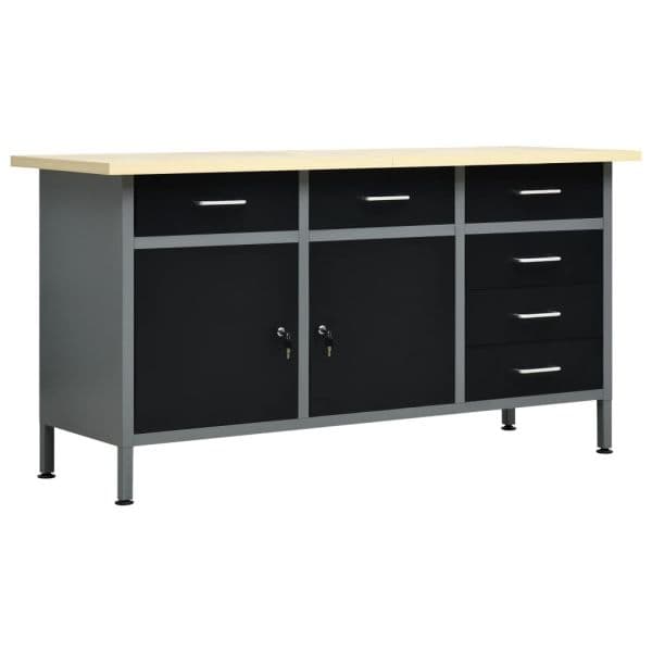 Bancada Trabalho 160x60x85 cm Aço Preto - 145348
