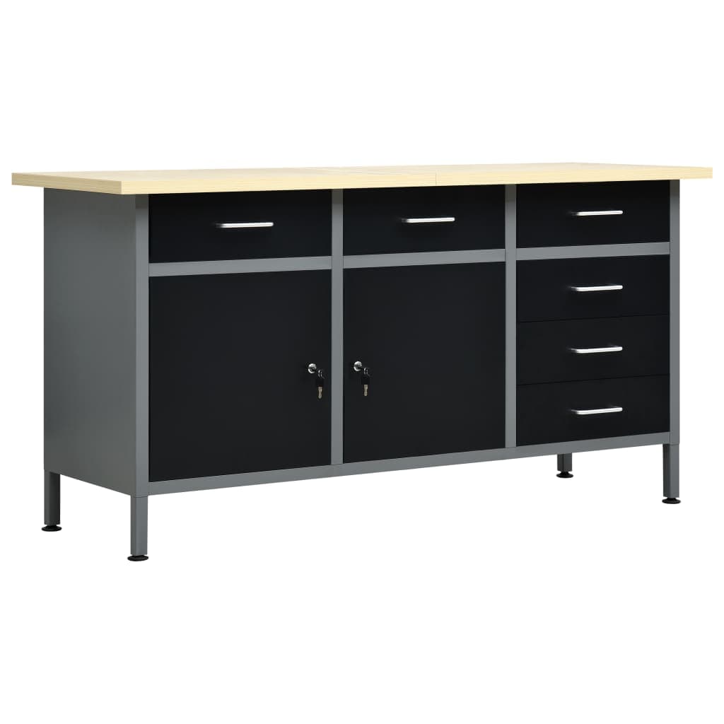 Bancada Trabalho 160x60x85 cm Aço Preto - 145348