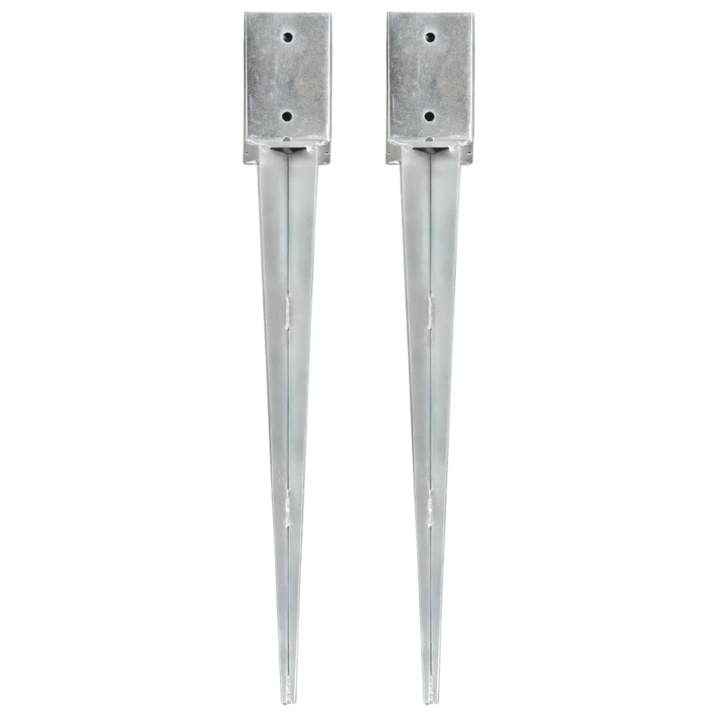 Estacas de Enterrar 2 Peças 9x9x75 cm Aço Galvanizado Prateado - 145413