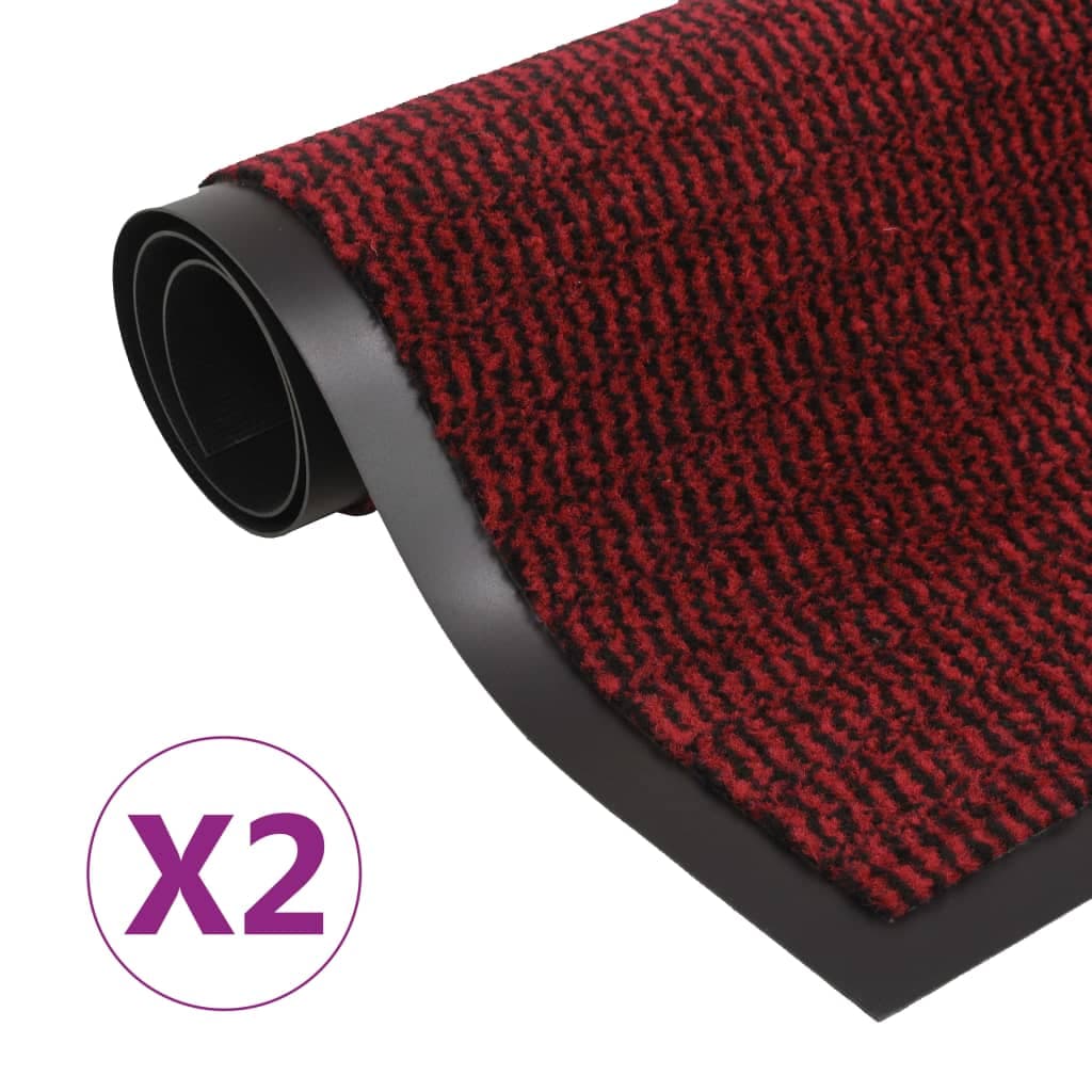 vidaXL Tapete controlo pó retangular tufado 2 pcs 120x180 cm vermelho
