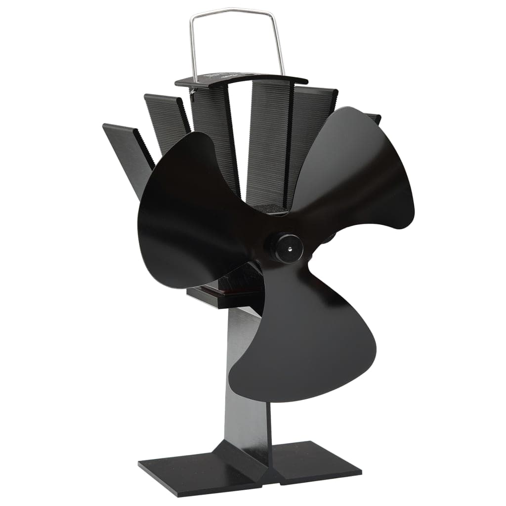 vidaXL Ventilador de fogão alimentado a calor 3 lâminas preto